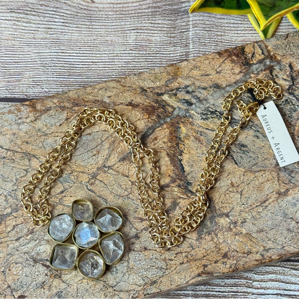 NWT BR Crystal Honeycomb Pendant - AURES + ARGENT
